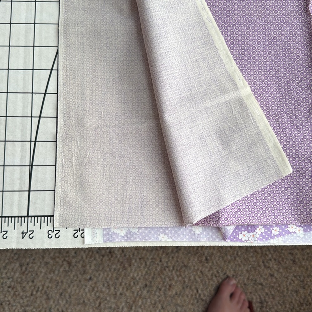 Lavender Vintage Fabric & Textile Bundle – Floral Calico, Antique Skirt Remnant, - Picture 11 of 16